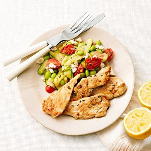 Legume sote cu pui marinat in lamaie si cimbru