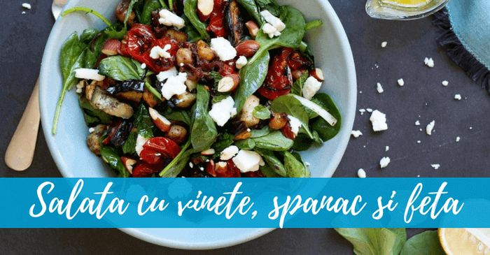 salata din vinete coapte spanac si feta