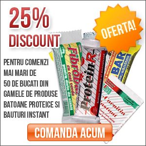 Oferta speciala: 25% reducere la orice comanda mai mare de 50 de batoane sau plicuri de bauturi instant 